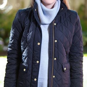 JCrew Navy Blue Quilted Jacket with Gold Hardware